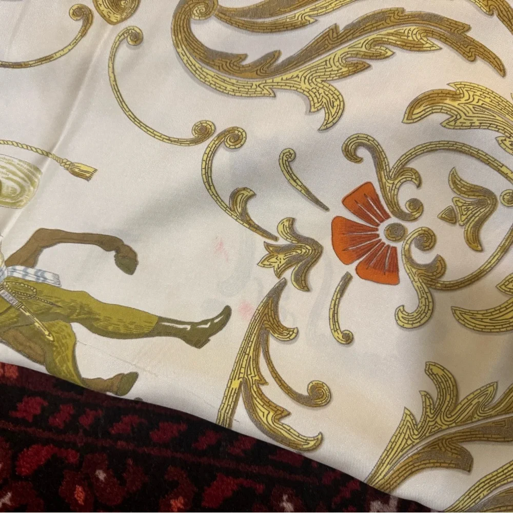 AUTHENTIC Hermès Cheval Turc 100% Silk Scarf Brown/Gold